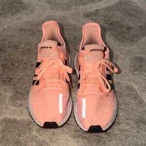 Adidas Women's Peach and Black Sneakers